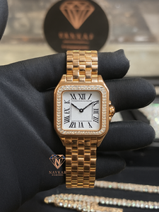 NAVkar Women's Yellow Gold Square Analog Quartz <b>Watch</b> with <b>Diamond</b> Bezel and Sapphire Crystal Dial 30mm Luxury Fashion <b>Watch</b> - Product Image 2