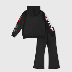 Ensemble de survêtement unisexe d'hiver respirant 100% coton, imprimé uni, design personnalisé, sweat à capuche et jogging streetwear - Product Image 3