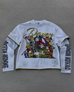 Camiseta Dover de Manga Larga, Estilo Urbano, con Estampado y Ribete en Contraste, para Hombre, Blanca, de Algodón Jersey, Cuello Redondo - Product Image 1