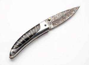 Handcrafted Damascus Steel <b>Folding</b> Executive <b>Desk</b> Tool Inlaid Wood Handle Gift Piece - Product Image 6