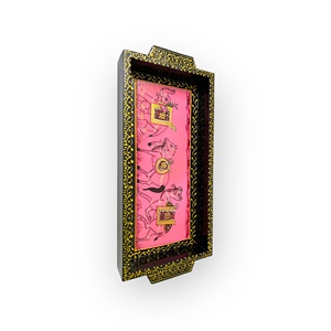 Bandeja de Madera Hecha a Mano, Rectangular, con Arte Folclórico Pintado, Decoración de Pared para el Hogar, Diseño de Caballo Rosa - Product Image 1