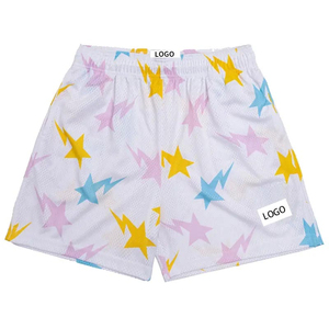 Shorts de bain pour homme à motif étoiles violettes, taille élastique, séchage rapide, décontractés, imprimé géométrique, en polyester et maille - Product Image 2