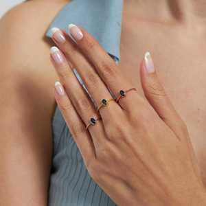 <b>Solitaire</b> Emerald <b>Ring</b> For Women 925 Sterling <b>Silver</b> 14K Gold Plated Green Stone Jewelry Gift For Her - Product Image 5