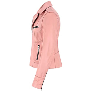 <b>Women</b> Leather <b>Jacket</b> Minimal Style Front Closure Soft Premium Casual Fashion Outerwear Custom OEM ODM Wholesale Factory - Product Image 3