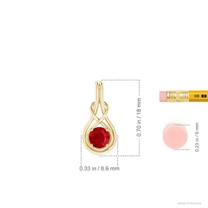 Collar de Oro de 14K y 18K con Colgante de Rubí Rojo de Corte Redondo de 5MM, Diseño de Nudo Infinito, Cadena de Eslabones, Joyería Fina Hecha a Mano - Product Image 2