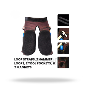 Chaps de fermeur en cuir à jambes fendues pour le soin des sabots de cheval avec poches à outils - Product Image 6