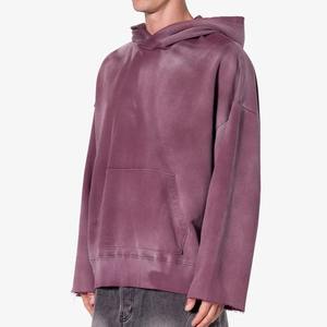 <b>Vintage</b> Acid Wash <b>Oversized</b> Hoodie Men Heavyweight Cotton Streetwear Custom Pullover <b>Sweatshirt</b> - Product Image 1