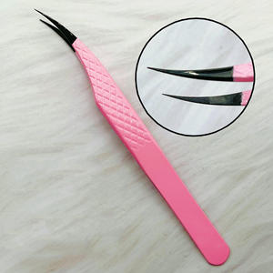 Pince à épiler pour cils RMI, produit classé parmi les meilleurs, avec pointe en plasma noir et revêtement en poudre rose, ensemble de pinces à épiler avec poignée diamantée - Product Image 3