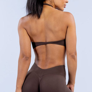 Soutien-gorge de sport pour femme, dos nu, coupe ajustée, à haute teneur en élasthanne, col licou, sans armatures, avec logo, pour l'entraînement en extérieur et le fitness - Product Image 2