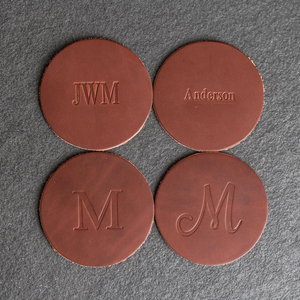 Bulk Genuine Leather Coasters Custom Logo Hot Stamping <b>Square</b> Cup Pad Non-Slip Lightweight Premium Gift <b>Set</b> for Client - Product Image 4
