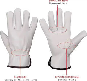 Gants de travail en cuir pleine fleur avec pouce Keystone, gants de conduite de sécurité, adhérence élastique, résistance aux coupures - Product Image 5