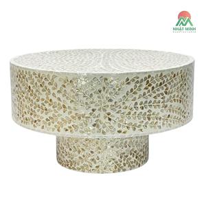 Nouvelle conception élégante : Tables basses gigognes en nacre de style rustique – Rondes, dorées - Product Image 5