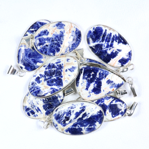Colgante de Piedra Natural Sodalita Estilo Bohemia con Forma de Paz, Chapado en Plata de Ley 925, Gema BISMILLAH, el Más Vendido al por Mayor - Product Image 3
