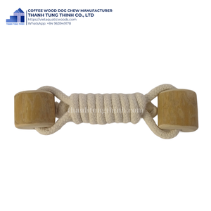 Thinh Co Ltd Coffee Wood <b>Dog</b> Chew Toy With Rope Handle Durable Natural Wood Rectangle Shape For <b>Medium</b> <b>Dogs</b> Indoor - Product Image 5
