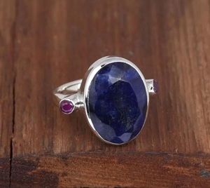 925 Sterling Silver Sapphire Ruby <b>Statement</b> <b>Ring</b> Boho Christian Fine Jewelry for Women - Product Image 6
