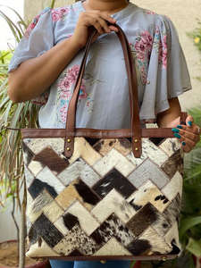 Nouveau élégant vrais cheveux faits à la main sur cacher fourrure cuir soirée sacs fourre-tout femmes sacs à bandoulière haute qualité Patchwork sacs à provisions - Product Image 3