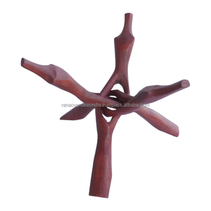 Base de Exhibición de Madera Tallada de 10 Pulgadas con Tres Puntas Pulimentadas para Esferas de Cristal Grandes, Huevos y Bolas - Product Image 2