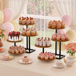 Rustic Wood <b>Cake</b> <b>Stand</b> <b>Set</b> 4 Tier Dessert Display For Wedding Birthday Party Decoration <b>Cake</b> <b>Stand</b> - Product Image 4