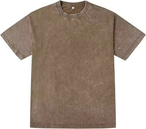 T-shirts pour hommes en polyester/coton 350 GSM, col épais côtelé de haute qualité, col rond, coupe ample, respirant, personnalisable sur le devant - Product Image 3