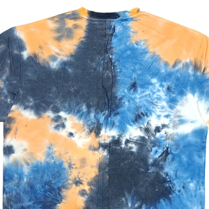 เสื้อยืดผู้ชายแบบถักลายมัดย้อม แขนสั้น คอกลม ลายพิมพ์สีน้ำเงินสีส้ม ทรงปกติ - Product Image 5