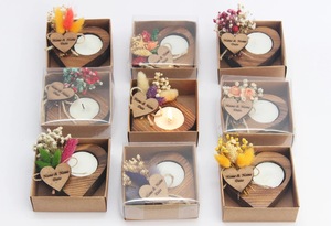 Wood <b>Tea</b> Light Holder Set Round Handmade Candle Holder for Home Decoration - Product Image 1