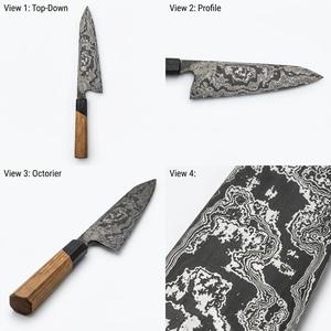 Couteau de chef Santoku Bunka japonais en acier Damas forgé à la main sur mesure avec manche en bois octogonal, qualité industrielle DIY OEM - Product Image 3