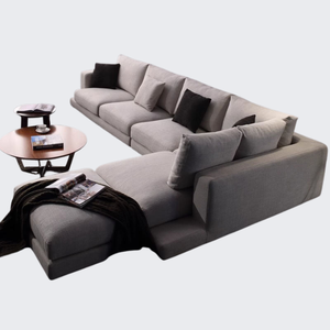 Canapé modulaire en forme de L de haute qualité et moderne, au design minimaliste et revêtement en tissu de lin, adapté à une utilisation en intérieur - Product Image 4