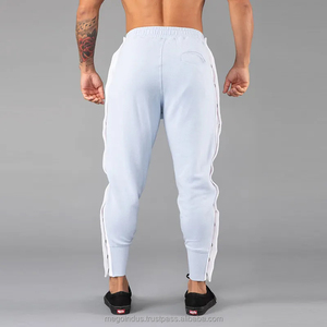 Pantalon de jogging pour homme 100% coton taille haute avec boutons latéraux pantalon de survêtement cargo léger - Product Image 2