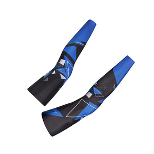 Manchons de cyclisme bleus et noirs à imprimé géométrique, anti-UV, unisexe, taille adulte, en Spandex et Polyester, impression par sublimation - Product Image 6