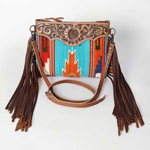 Premium Quality Cowgirl Western Style Leather Saddle Blanket Crossbody <b>Bag</b> Bohemian Fashion with Fringe <b>Long</b> Strap Top Supplier - Product Image 3
