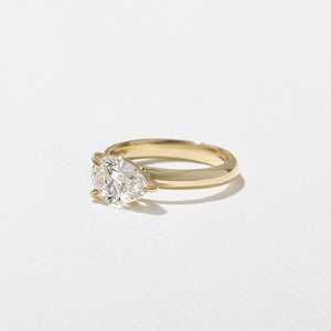 Bague de fiançailles solitaire en diamant de laboratoire East West Pear, minimaliste, délicate, pour un usage quotidien, bijoux élégants en or massif 14k 18k - Product Image 6