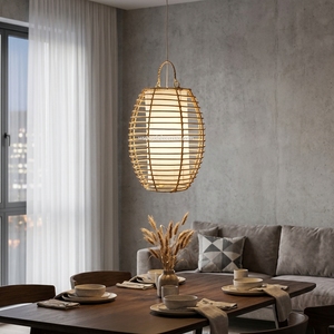 Lámpara Colgante de Ratán Natural Moderna, Simple y de Lujo, Color Personalizable, Fácil Instalación para Decoración del Hogar y Sala de Estar - Product Image 5