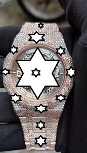 Montre mécanique automatique de luxe pour hommes NYC DIAMOND EMPIRE en or rose, 41 mm, carrée, analogique, avec cristal saphir, lumineuse, en acier inoxydable - Product Image 6