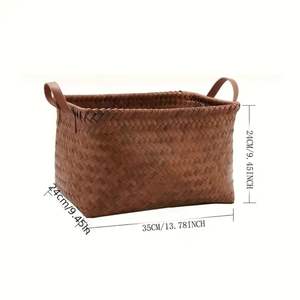 Rustic <b>Bamboo</b> Open Top <b>Laundry</b> <b>Basket</b> Sustainable Eco-Friendly 5kg Load Capacity Rectangular Shape Home Clothes Organizer - Product Image 1