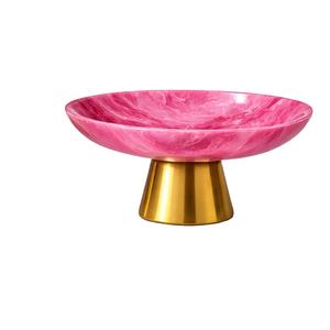 Magnifiques bols décoratifs en résine rose avec base dorée pour la décoration de la maison, centre de table, ensemble de bols en résine de luxe - Product Image 1