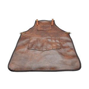 ผ้ากันเปื้อนหนังแท้สำหรับงานช่าง แบบ unisex ปรับได้ สายไขว้หลัง มีกระเป๋าหลายช่อง ป้องกันฝุ่นละออง เหมาะสำหรับงานมืออาชีพ สีน้ำตาล - Product Image 3