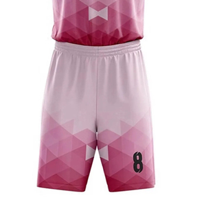 Pink Geometric Sublimated Basketball Jersey Set V-Neck Sleeveless Moisture Wicking Adult Unisex Uniform - Product Image 5