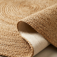 Natürlicher Handgewebter Jute-Teppich Rechteckig Geometrisches Muster Moderner Rutschfester Bereichsteppich Wohnzimmer Schlafzimmer Eingang Esszimmer Zuhause