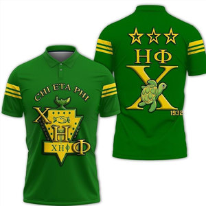 Chi Eta Phi Greek Letter Polo <b>Shirt</b> Men Black Green <b>Christmas</b> Turtle Short Sleeve - Product Image 3