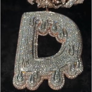 Iced Out Hip Hop Jewelry Mans 925 Sterling Silver VVS Moissanite Diamond <b>Custom</b> Design Letter/Number/<b>Name</b>/Logo <b>Necklace</b> Pendant - Product Image 1