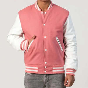 Chaqueta Varsity para Hombre con Mangas de Lana, Cierre de Cremallera, Corte Regular, Casual, Primavera, Resistente al Viento, Transpirable, Impermeable, Cuello Camisero - Product Image 6