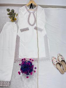 Salwar Kameez Dupatta de Seda Romana con Bordado de Lentejuelas, Estilo Boutique Indio, para Bodas, Ropa Tradicional Étnica India y Pakistaní para Mujer - Product Image 4