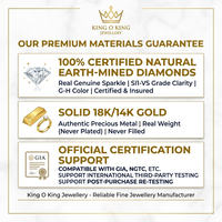 Anillo de Oro Blanco Sólido de 18K con Diamantes Naturales Genuinos, Montura Semicerrada, Personalizado a Medida, Pieza de Inversión Nupcial de Fábrica, 44 Piedras G