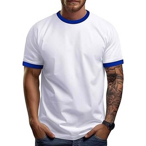 Camiseta de Hombre Color Granate con Cuello Redondo y Ribete en Contraste, Corte Regular, Estilo Casual, Tejido de Punto, Color Sólido - Product Image 5