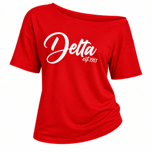 <b>Red</b> Delta/sigma /theta custom Cotton DST1913 Greek off-shoulder <b>T</b>-<b>shirt</b> Sorority Sisterhood off shoulder <b>shirt</b> - Product Image 5