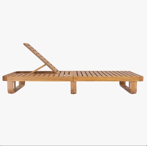 Lit de soleil double moderne en teck avec deux sièges à lattes inclinables indépendants - Product Image 4