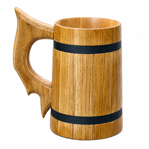 Jarra de Cerveza de Madera con Borde de Cobre, Estilo Vikingo, Taza de Café de Madera Natural Ecológica, Jarra de Cerveza Rústica Personalizada - Product Image 5