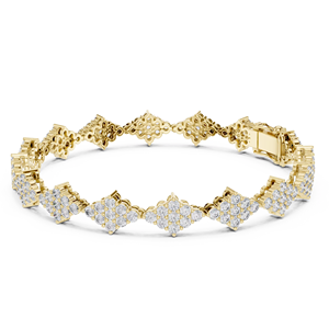 Ensemble de bracelet en or jaune 18 carats plaqué rhodium avec diamant de laboratoire taillé en cluster unique de 5,12 carats, pour usage quotidien, mariage et fiançailles - Product Image 1