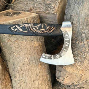 ขวานไวกิ้งสไตล์สแกนดิเนเวียน คุณภาพสูง ผลิตจากไม้และเหล็กกล้าคาร์บอน ใบมีดแข็งแรง ปรับแต่งได้ตามต้องการ หัวขวานตกแต่งอเนกประสงค์ - Product Image 6