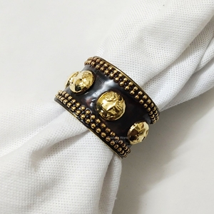 <b>Rustic</b> Trio Brass Napkin Rings Embossed Gold Finish Premium <b>Dining</b> <b>Table</b> Accents for <b>Farmhouse</b> Weddings Parties Special Events - Product Image 2